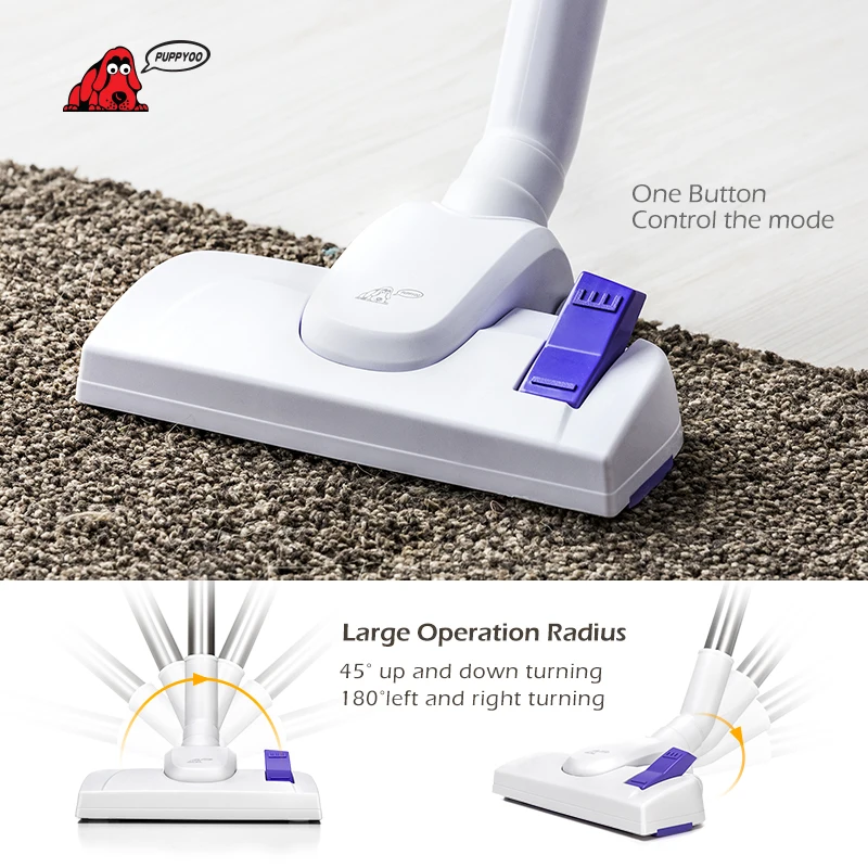 Online PUPPYOO Low Noise Portable Household Vacuum Cleaner Handheld Dust Collector and Aspirator WP526 C