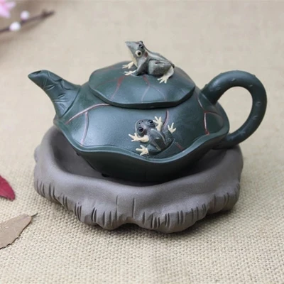 

220mL Purple clay teapot Chinese kungfu Tea set Lotus leaf Frog Creative Boutique Strange pot Yixing Zisha pot