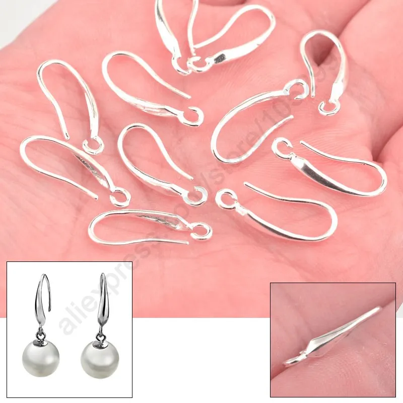 

Wholesale 100Pcs Lot DIY Making Jewelry Earring Findings 925 Sterling Silver Ear Hook Earwires Accessory For Crystal Women Gift