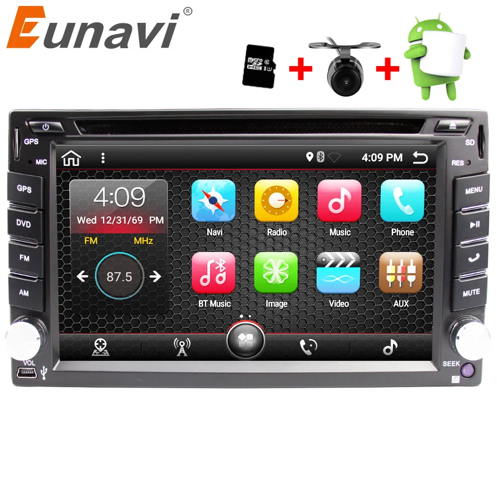 Eunavi Universal 2 Din Android 7.1 Car Dvd Player GPS+wifi+bluetooth+radio+quad Core+ddr3+Capacitive Touch Screen+car Pc+stereo
