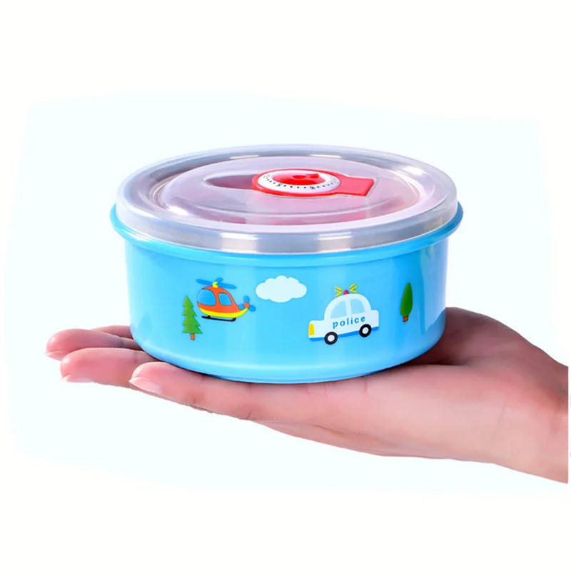 

1Pcs Stainless Steel Baby Suction Bowl Cartoon Tableware Anti-scald Sealing Solid Feeding with Cover Drop Resistance Heat