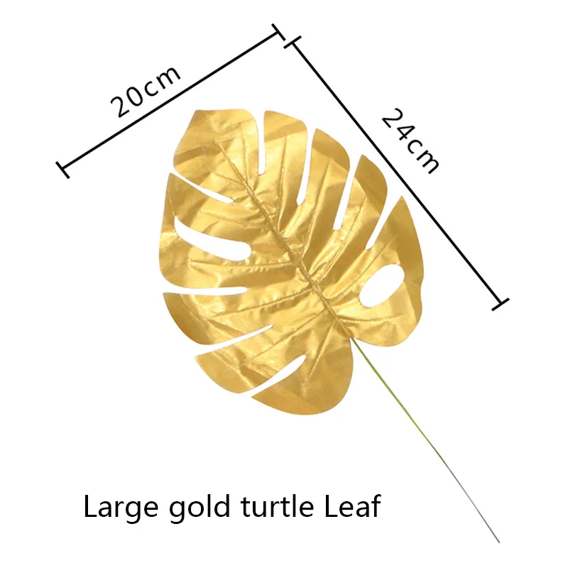 5 шт., золотисто-Зеленый Искусственный лист высокого качества, листья тропической пальмы, сделай сам, растения для дома, вечерние, свадебные, настольные украшения - Цвет: large gold