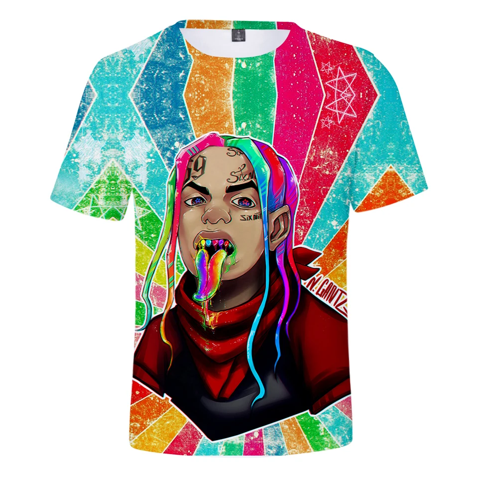 Новинка, классная, 6ix9ine, 3D, короткий рукав, аниме, для мужчин и женщин, забавная летняя футболка, принт, 3D, повседневная, удобная футболка, топы