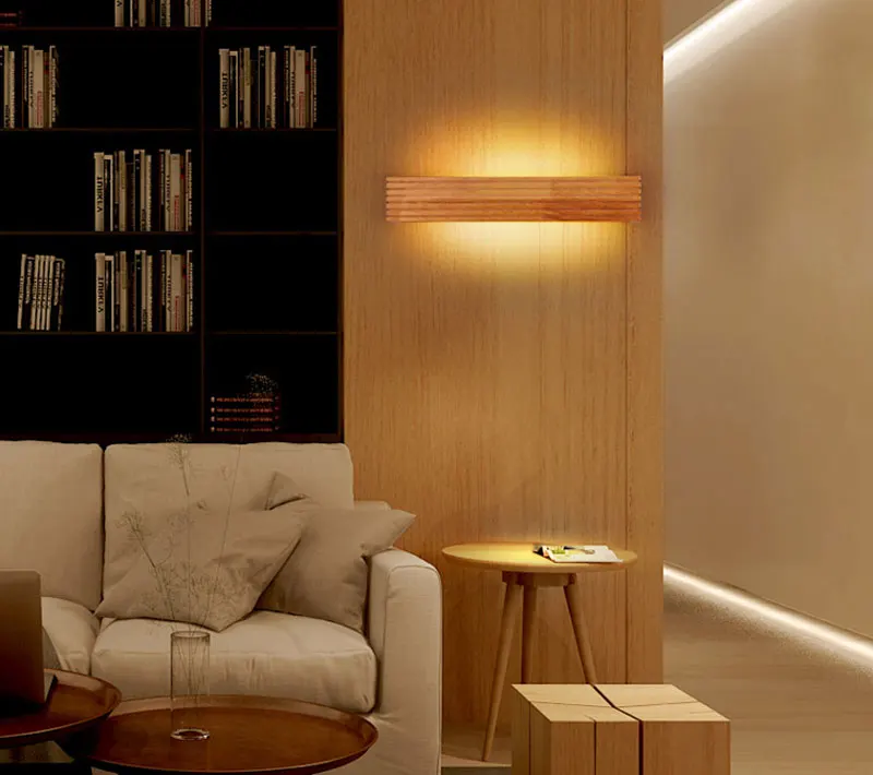 Простой резиновый деревянный настенный светильник для спальни светодиодный прикроватный светильник креативный современный зеркальный налобный шкаф для ванной деревянный настенный светильник 009