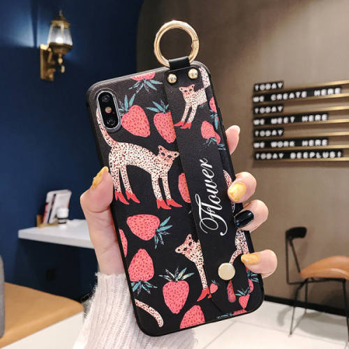 Emboss Rose Flower phone Case For iphone 12 Mini 11 13 Pro XS MAX X XR Wist Strap Support Soft TPU Case For 6S 8 7 plus Cover