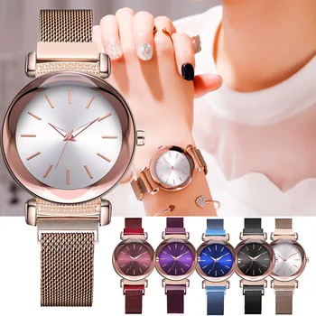 

Fashion 2020 Simple Dial Mesh Belt Quartz Watch Magnetic Buckle Ladies Watch Wristwatch Clock Gift High Quality Dropship #40