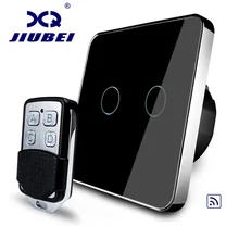 Jiubei Smart Switch, Black Crystal Glass Panel, EU Standard Remote Switch, Wall Light Remote Touch Switch, C702R-12&RMT01
