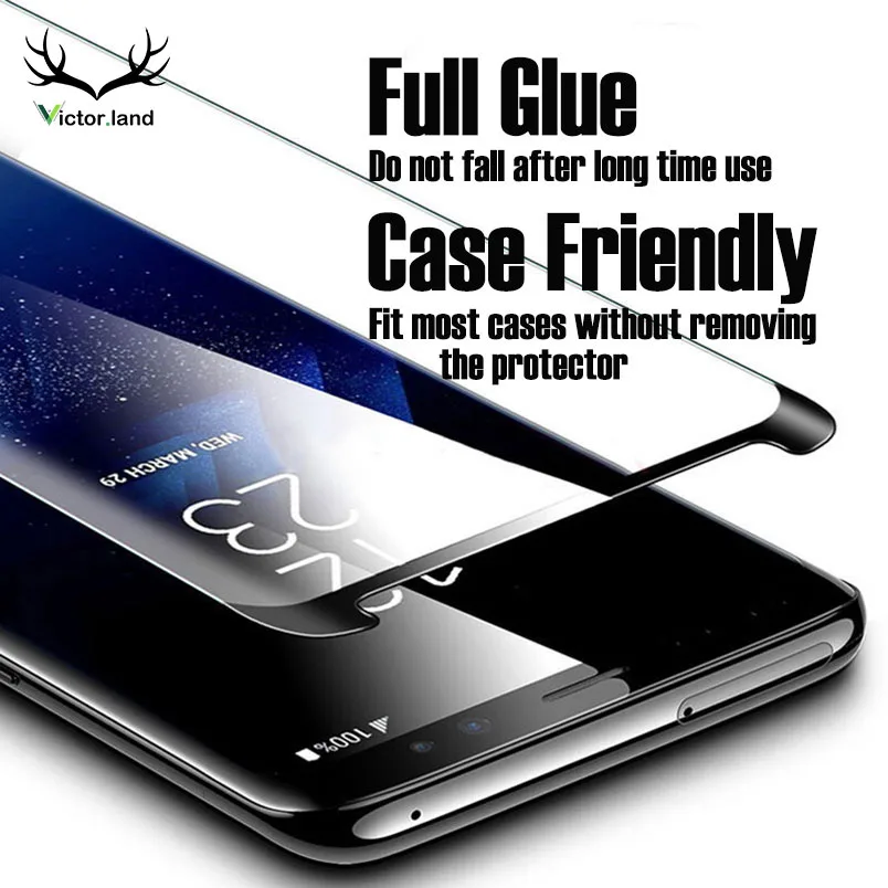 

FULL GLUE Case Friendly Film Tempered Glass For Samsung galaxy S10 E Note 9 8 S10 E S9 S8 S7 Plus Curved Screen Protector 6D