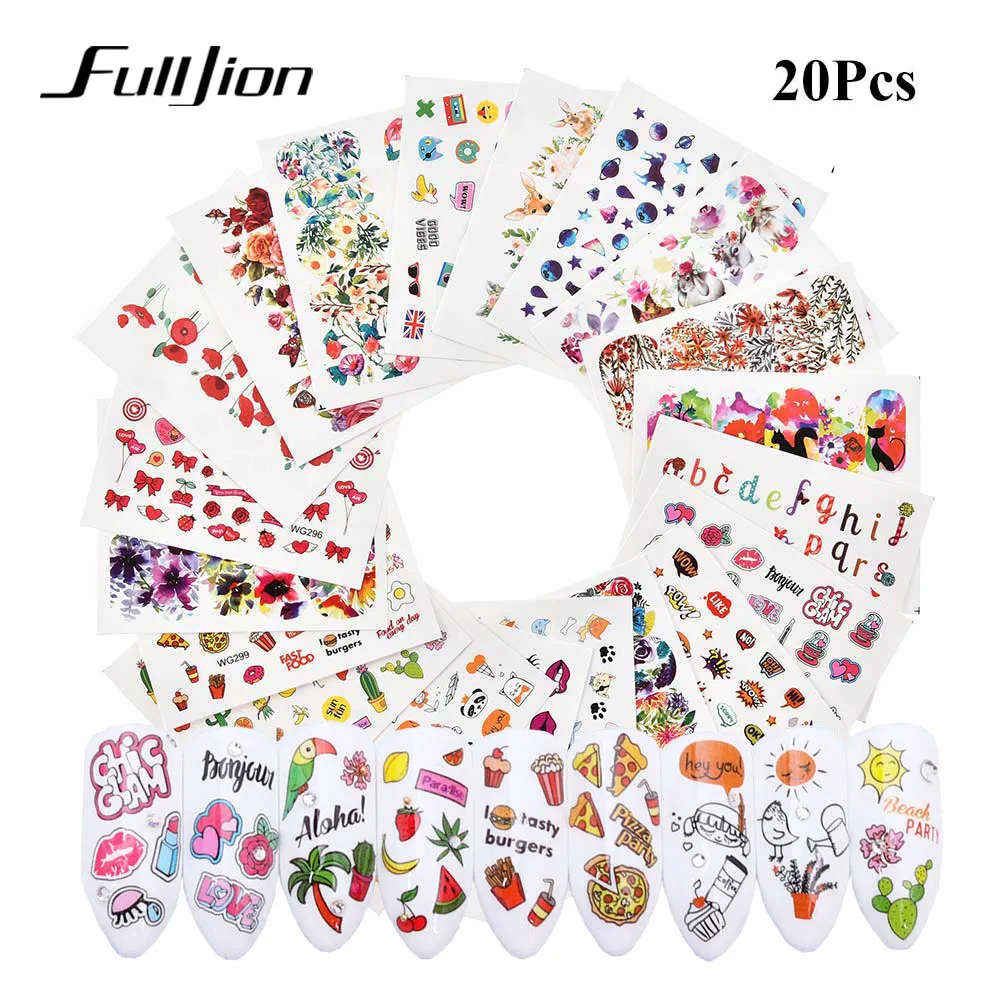 

Fulljion 15/20/24Pcs Water Decals Nail Art Stickers Flower Deer Watercolor Floral Nail Design Transfer Slider Sticker Decoration