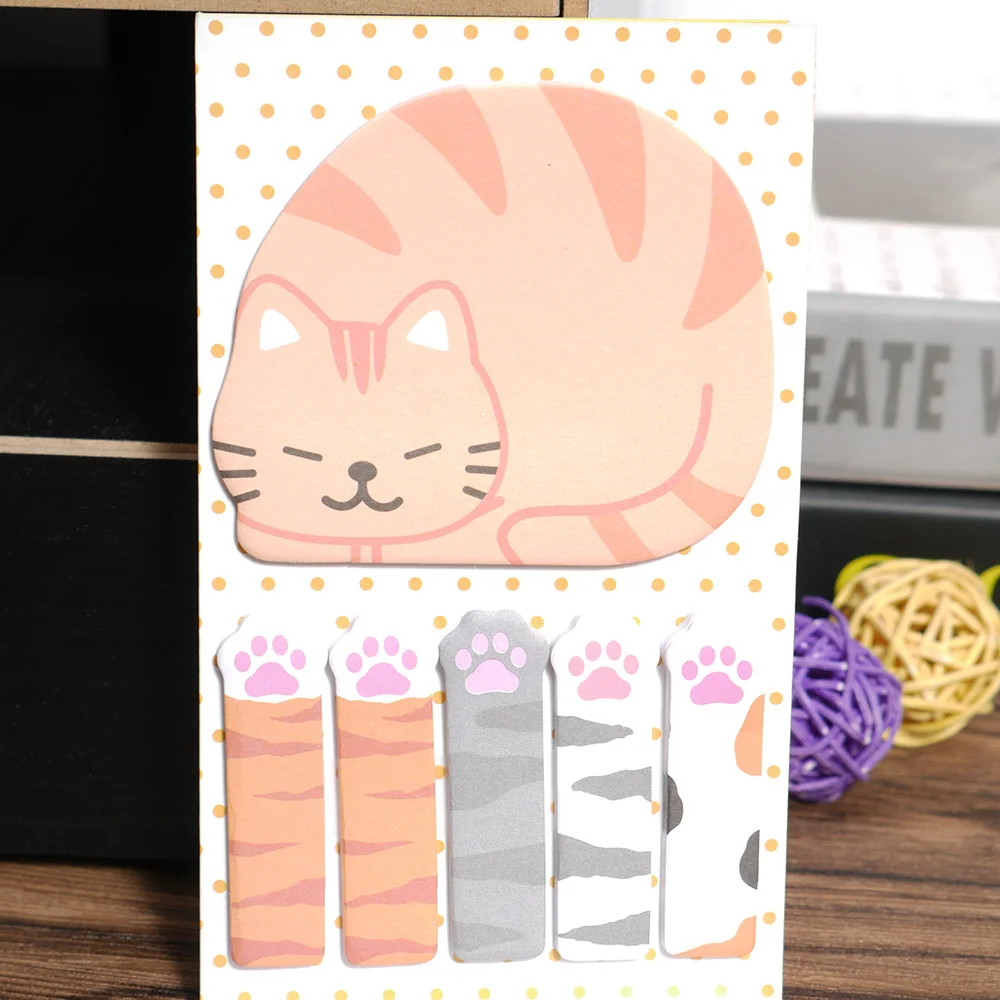 Милые Стикеры-блокнот для заметок в виде животных, кошек, панды, корейские канцелярские товары