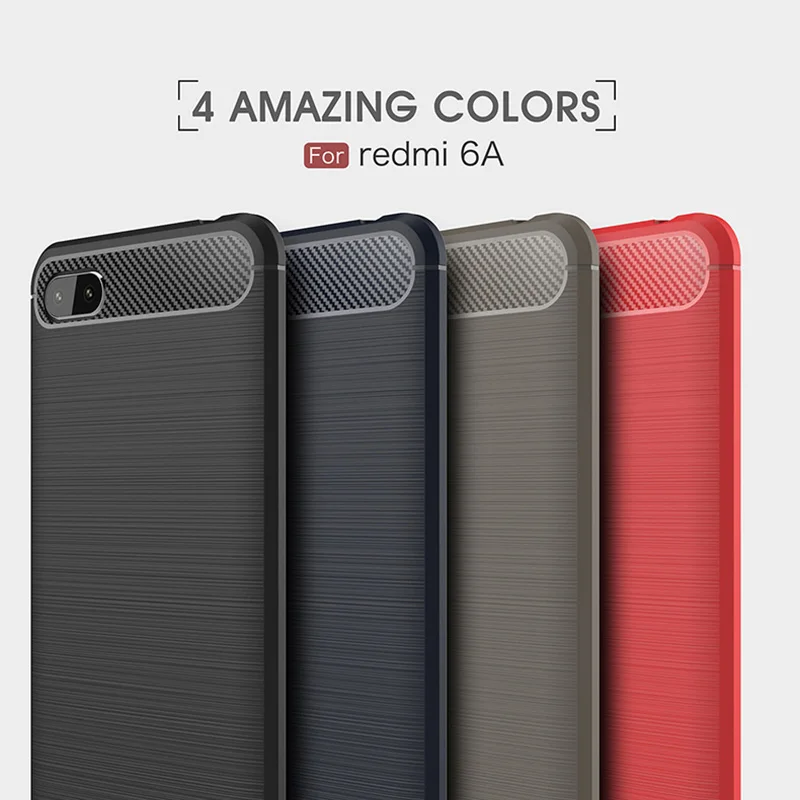 

1Pcs Luxury Mobile Phone Cases for XIAOMI Redmi 6A Silicone Drop Protection Gel carbon fiber Soft Shell
