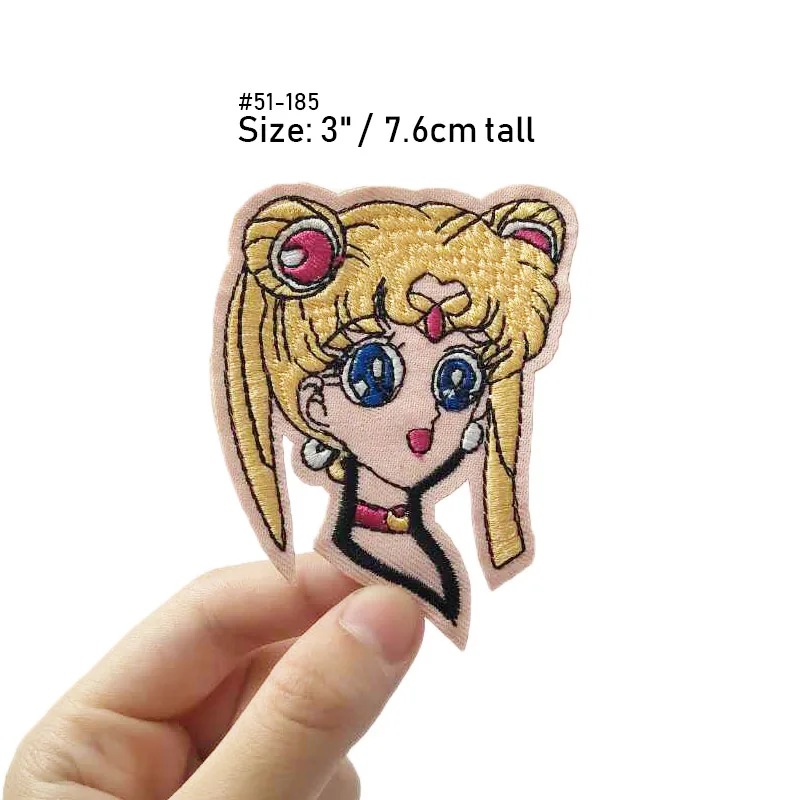 Sailor Moon Usagi's Carillion Luna Cat Face Diamond bow logo Time Key Japanese Anime Cartoon patch clothes Costume Embroidered - Цвет: Антикварное серебро