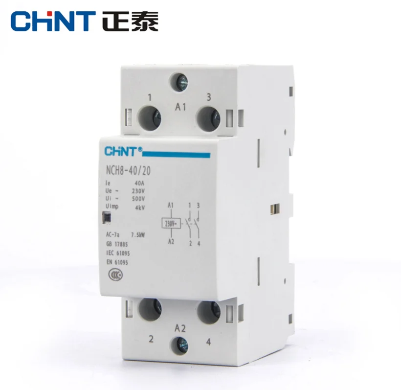 CHNT CHINT NCH8 40/20 модульная переменного тока бытовой автомат 220V 230V AC 40A 1NO 1NC 2NO