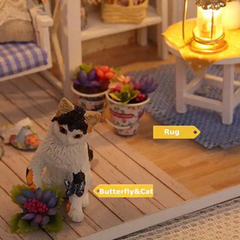 Ручной работы котенок молочная кукла дом мебель Miniatura Diy кукольные домики кукольный домик Детские деревянные игрушки Рождественский подарок