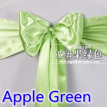 Яблоко зеленый цвет атласный пояс стул шарф свадебное украшение бант на стул полоса вечерние отель шоу декоративный пояс-кушак блестящий цвет