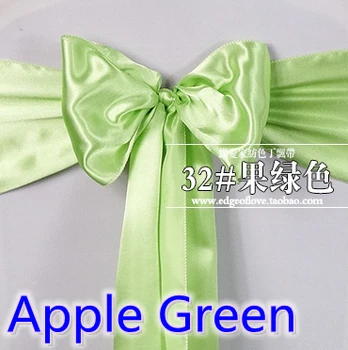 

Apple Green colour satin sash chair sash wedding decoration bow tie chair band party hotel show decoration sash shiny colour
