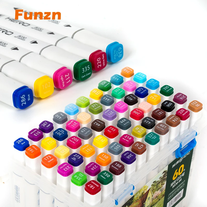 

Funzn Oily Double-head Painting Marker Pen For Children Student School Stationary Design Office Art Supplies 12/24/36/48/60 Gift