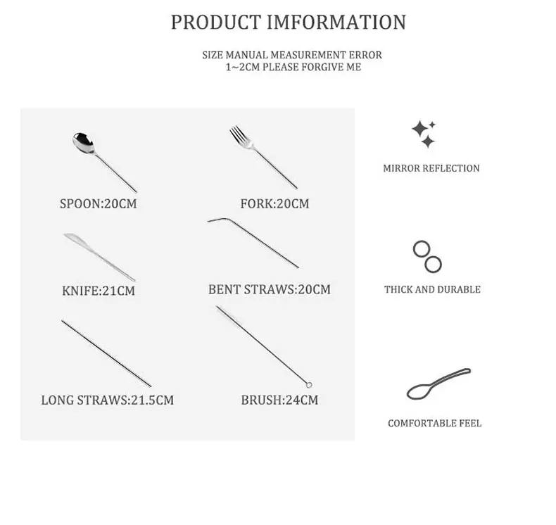Многоразовая посуда из серебра, металлическая соломинка, ложка, вилка, палочки для еды, соломинка, набор посуды для путешествий, кемпинга, набор столовых приборов