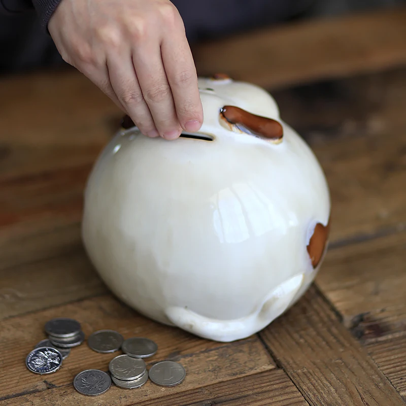 Porcelain Terrier Dog Money Box Decorative Ceramics Butter Ball Figurine Piggy Bank Home Doggy Ornament Gift Craft Accessories 4