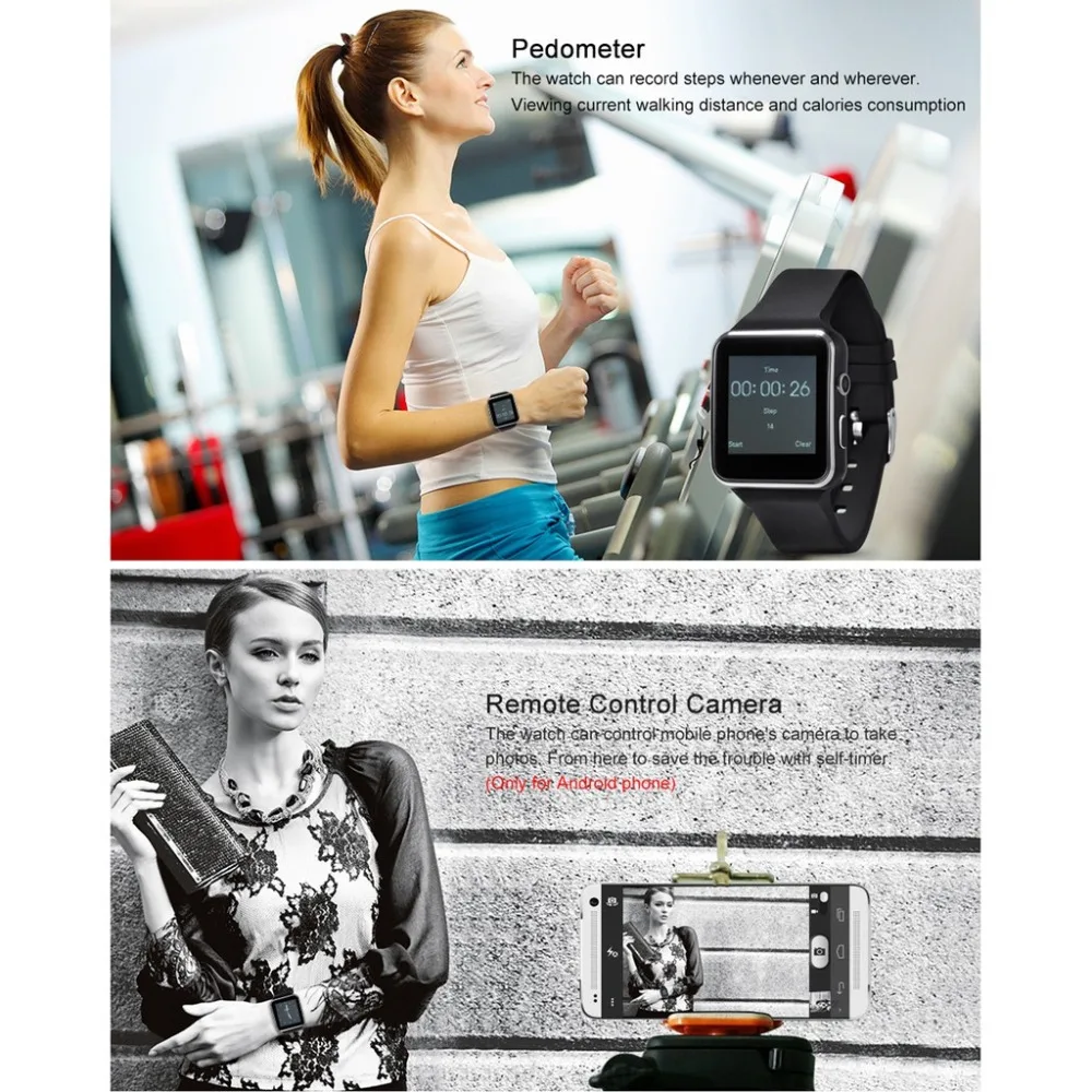 JAYSDAREL X6 Bluetooth Smart Watch Support Sim Card HD Camera Whatsapp Curved Screen