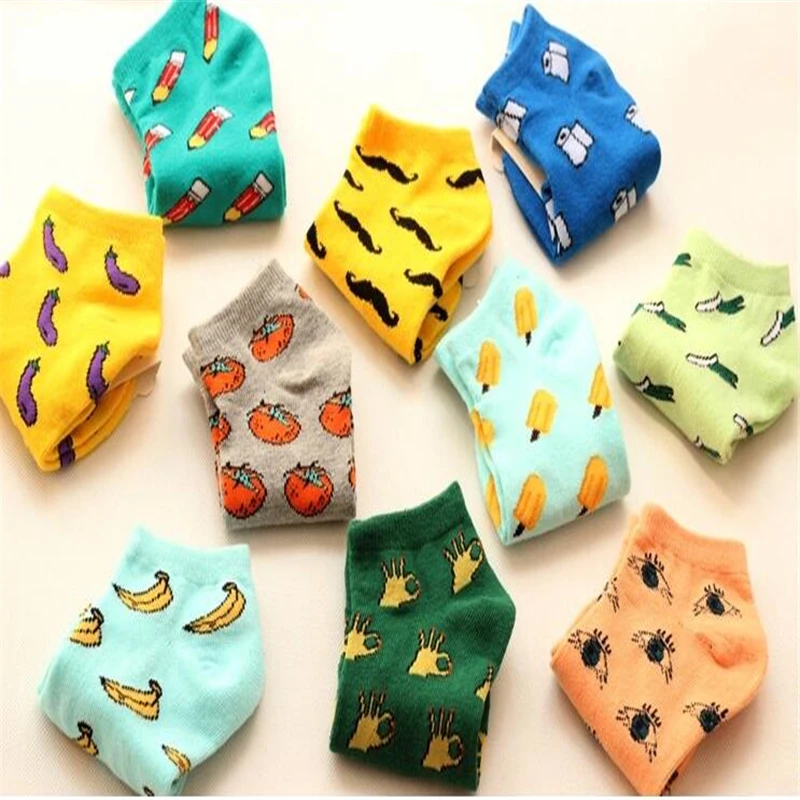 

SOCKS New Cute 15 fruit color love candy color cotton sock summer style women's socks women's thin sock slippers 5pair=10pcs