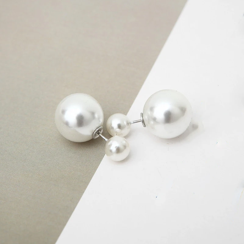 New Korean Pendientes Earrings Ball Shape Stud for Women Double-sided Imitation Pearl Ear brincos para as mulheres | Украшения и