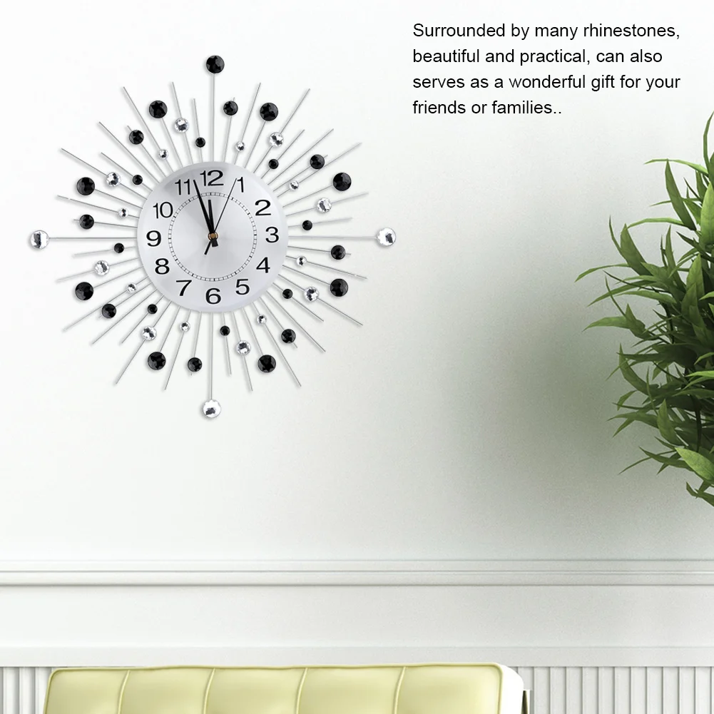 Креативные современные железные настенные часы в форме цветка, стразы, настенные часы Horloge, украшение для дома, настольные часы-будильник