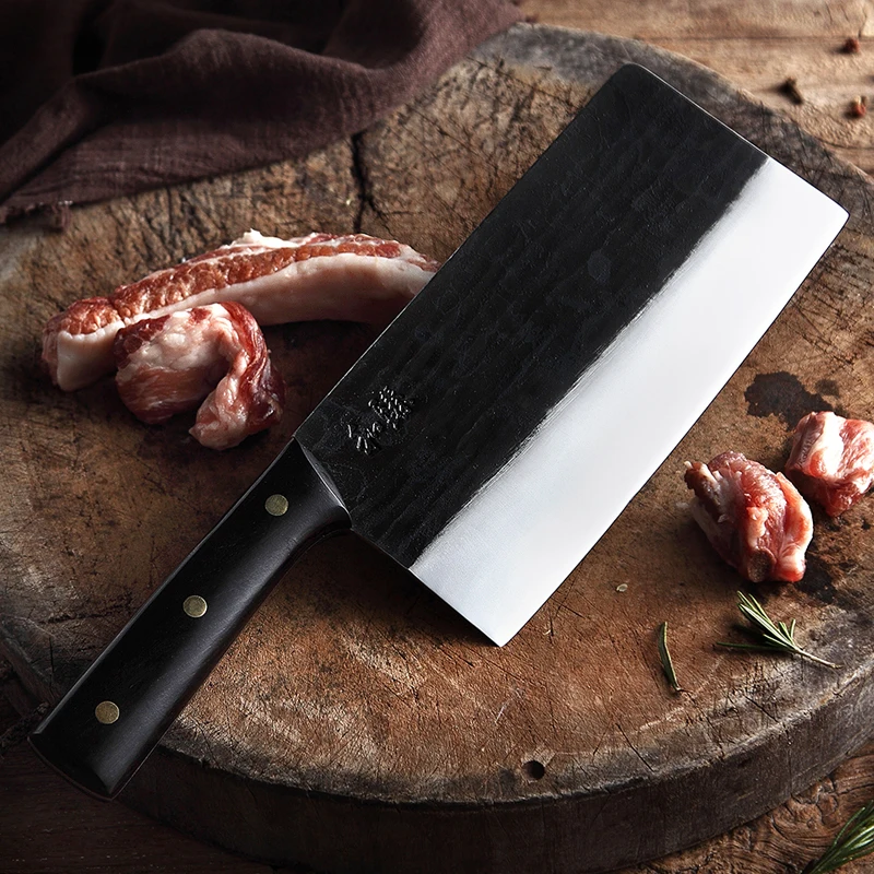

HEZHEN Kitchen Knife Pro Butcher's Knives Handmade Forged X5Cr15MoV High Carbon Clad Steel Bone Cleaver Meat Knife Full Tang