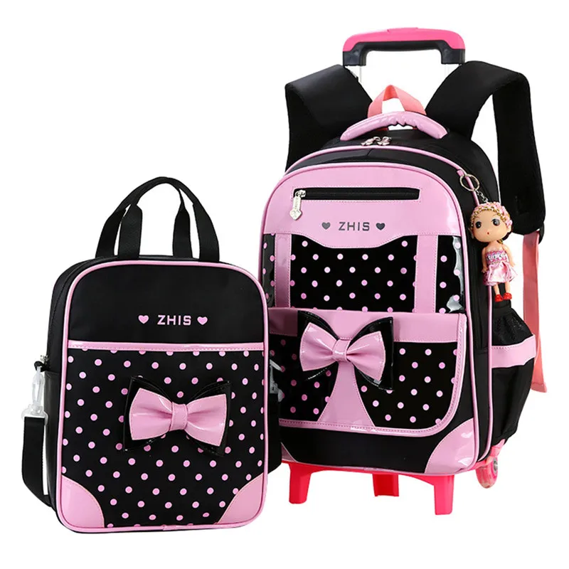 

School Bags for Boys Girls Removable Children Backpack with 2 Wheels Child Waterproof Trolley Kids Wheeled Bags Bookbag Backpack