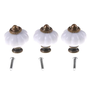 1pcs White Metal Plastic Vintage Style Door Knobs Cabinet Drawer Cupboard Kitchen Pull Handle Durable With Screw