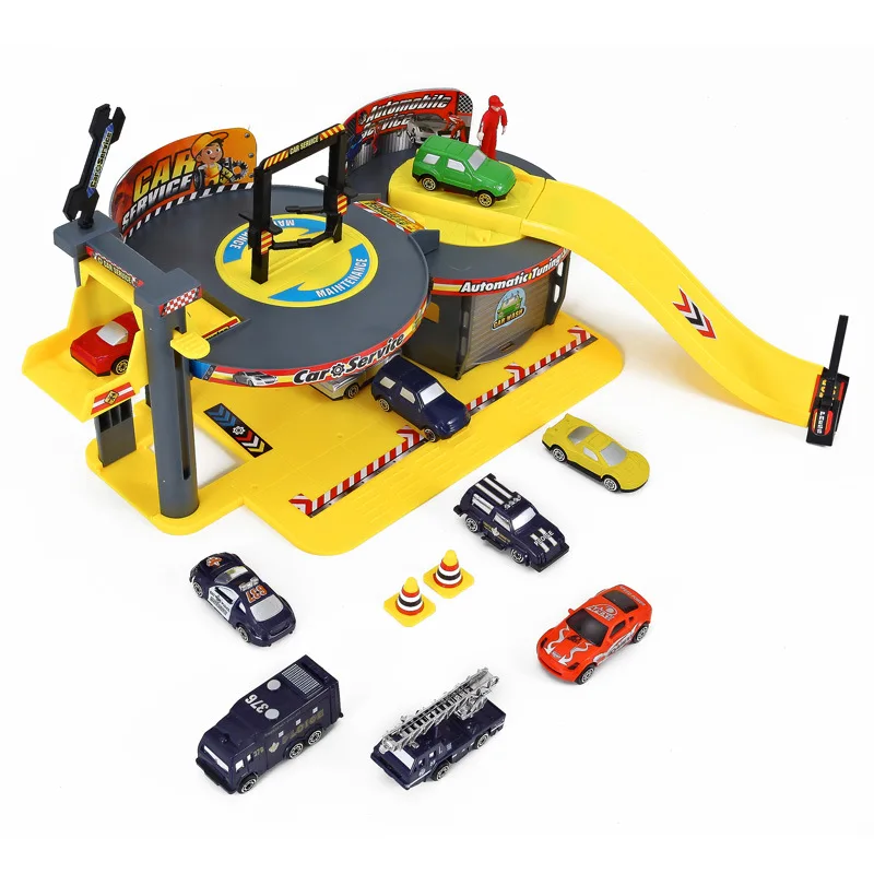Assembling Car Parking Lot Building Blocks Diecast Toy Vehicles