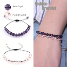 

Y&J Trendy Multicolor Rhombic Crystal Beaded Bracelets Nature Brainded Bracelet for Women Handmade Knitting Strand Bracelets