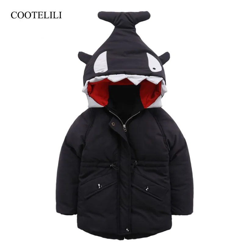 

COOTELILI 80-130cm Christmas Shark Long Style Boys Winter Coat Children Jackets Cartoon Warm Baby Clothes For Girls Costume