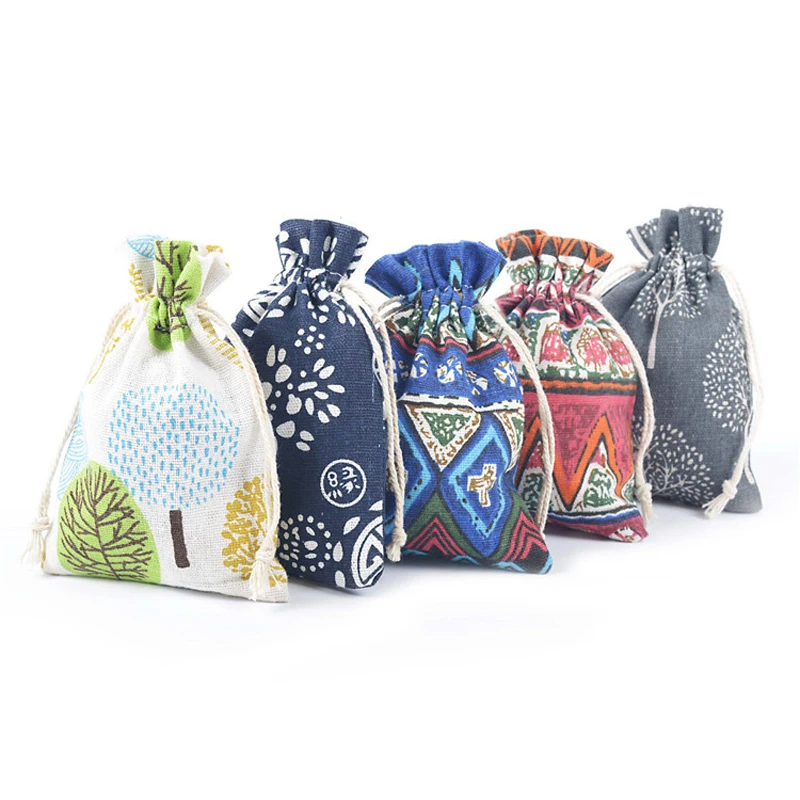 

10*14cm 50pcs/lot 5 Color Handmade Jute Drawstring Burlap Wedding Party Christmas Gift Jewelry Pouches Packaging Bags