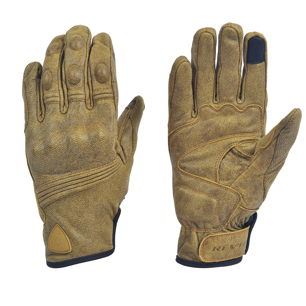 Guantes de carreras de cuero de vaca Retro clásico motocicleta moto guantes de montar marrón/negro