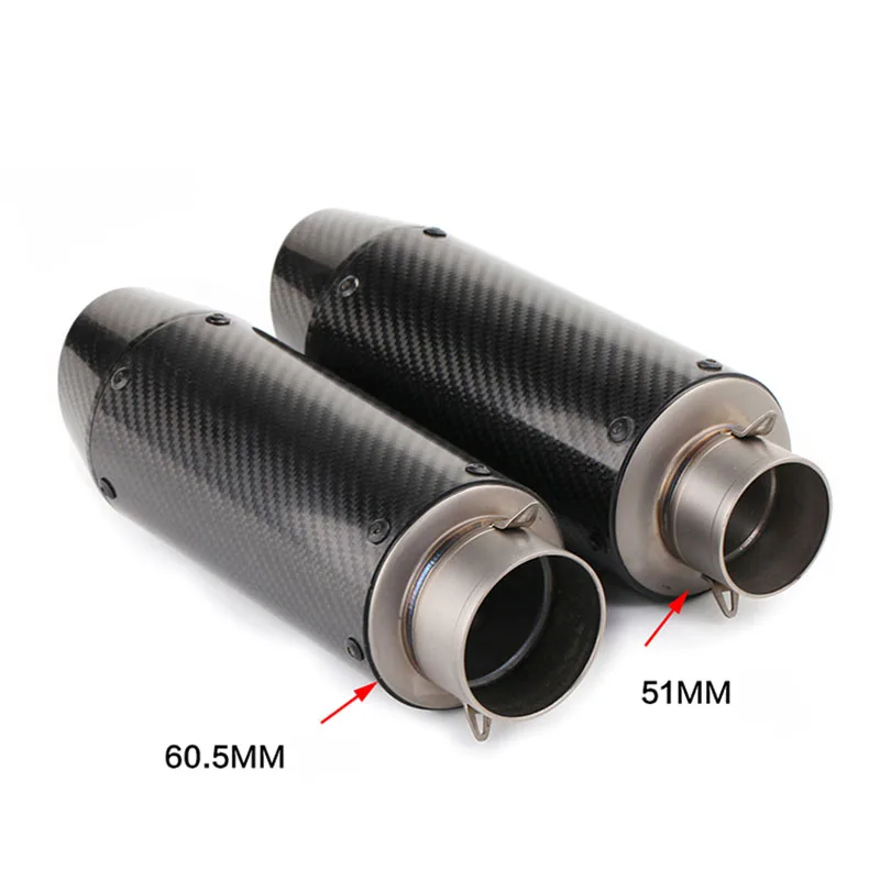 

TKOSM New 61mm 51mm Universal Motorcycle Carbon Fiber Exhaust Pipe GP Muffler Racing With Sticker For BMW S1000RR R1 R6