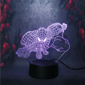 

USB Charge Bulb Marvel Superhero Venom Spiderman 3D LED Night Light Desk Lamp Home Decor Xmas Holiday Gift Kid Boy Birthday Toys