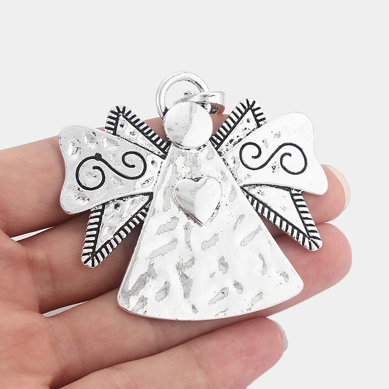 

3pcs Large Angel Charms Pendants With Attached Loop for Necklace Jewelry Making Findings 63*59mm