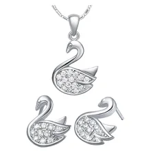 Роскошные женские ожерелья серьги Ювелирные наборы Великобритании 925 Серебряная подвеска с серьгами набор из маленького лебедя