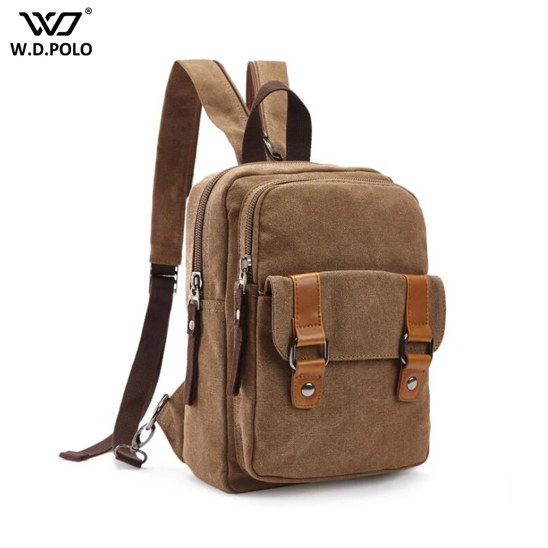 

Canvas Crossbody Bags for Men Women Retro Multifunction Military Chest Bag Sling Large Capacity Men Back Pack Q071