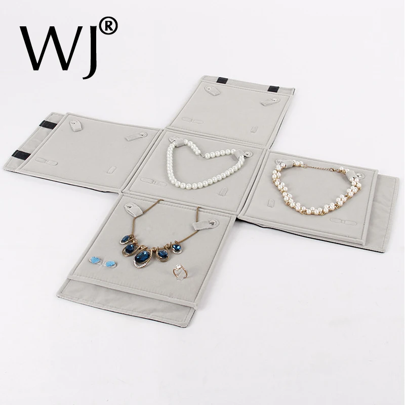 

Portable Multi-functional Velvet Jewelry Storage Display Travel Roll Bag Organizer for Pendant Necklace Earrings Ring Set Holder