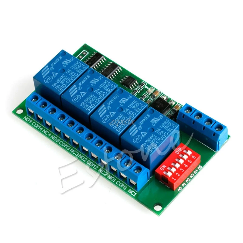 4CH 12V Modbus RTU PC UART RS485 релейная плата для PLC лампы светодиодный PTZ контроль камеры