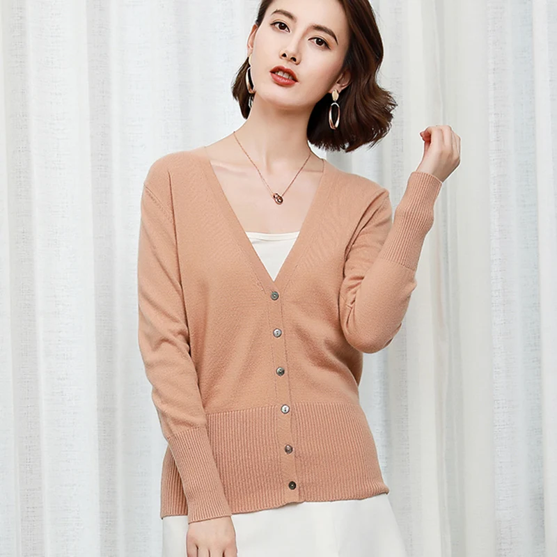 

5Colors Sweaters Women 100% Pure Goat Cashmere Knitted Cardigans High Quality Ladies Jumpers Woolen Standard Clothes Girls Tops