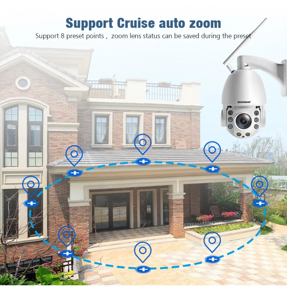 1080P 5MP PTZ WiFi IP камера наружная 20X зум двухсторонняя аудио полноцветная камера ночного видения IR 80m 2MP камера видеонаблюдения P2P CamHi