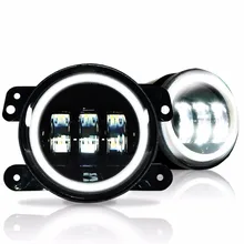 DOT 2X 4 Inch LED White Halo Fog Lamp Lights For Jeep Wrangler JK Dodge Magnum Journey 300C (White Halo)