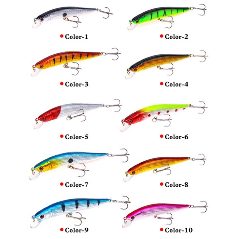1 unids/lote señuelo de Pesca 3D ojos flotando Minnow Aritificial láser Wobblers Crankbait de plástico duro de Pesca 6 gancho de Pesca