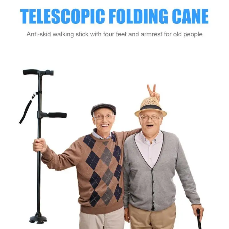 

2019 New Telescopic Folding Canes LED Light Aged Walking Sticks Poles for Telescopic Cane for Old Man Non Slip with LED Light