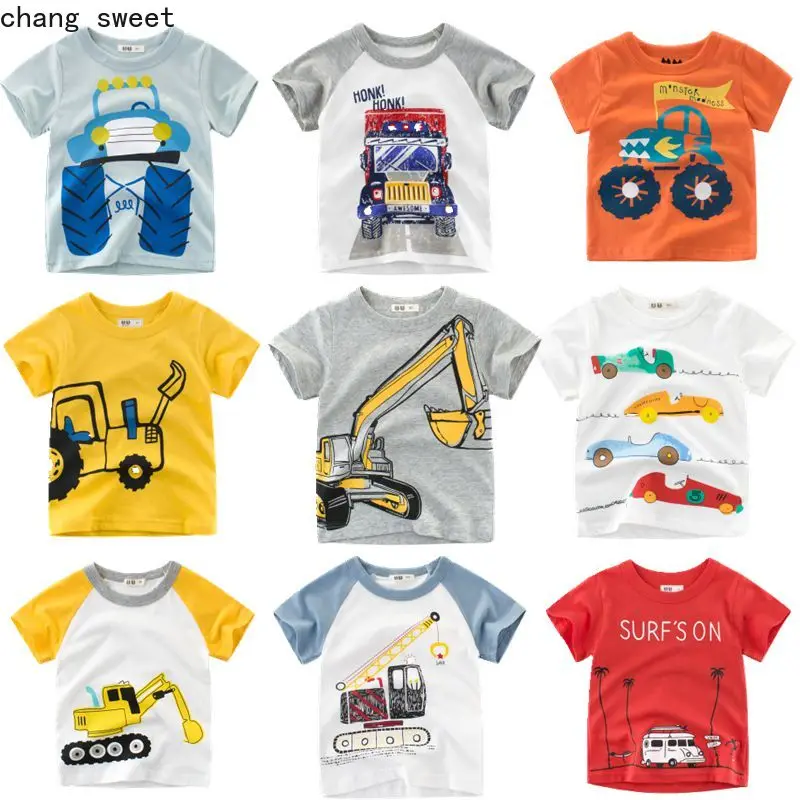 

Fashion Baby Boy Cartoon Print T-shirt Kids Cartoon Short Sleeve Tops Girls Car Tees Clothes Cotton Toddler Letter kids clothes