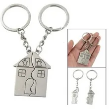 1 лот = 30 пар! Дом металлическая Пара Модный креативный брелок/День Святого Валентина и свадебный подарок