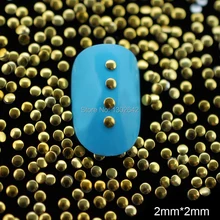 GNS13 Retail 100pcs/bag Gold Small Round Studs Nail Art Decoration Craft 2mm Tiny Metal Slice DIY Nail Tool Free shipping